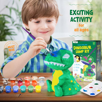 Laoese Paint Your Own Dinosaur Lamp Kit, Art Supplies Arts & Crafts Kit, Painting Kit For Kids 6-12, Dinosaur Toys For Boys Girl