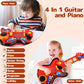 Kid Guitar, 4 In 1 Toddlers Guitar And Piano Guitar For Kids 3-5 With Strap Guitar For Toddlers 2-4 With Lullaby Projector Drum Toy Guitar For Kids Toy Toddler Guitar For 3 4 5 Year Old Boy Girl Gift