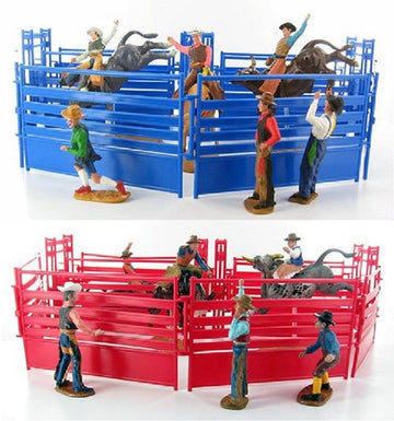 Newray Western Riders Bull Ring Rodeo Action Figure Playset (Either Blue Or Red)