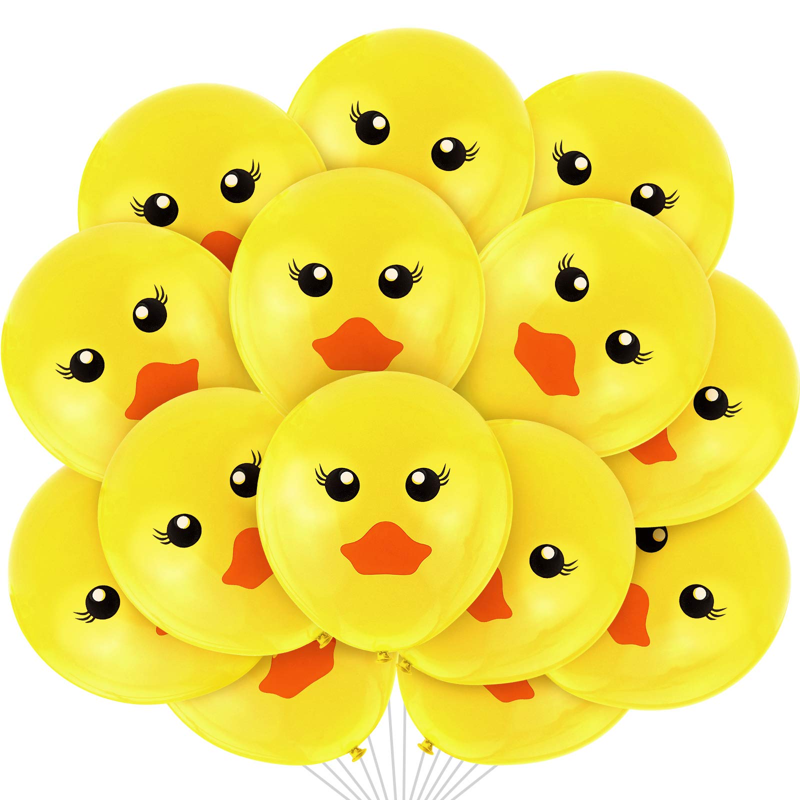 60 Yellow Duck Balloons - Cartoon Duck Printed Latex Balloons for Wedding, Birthday, Baby Shower & Classroom Decoration, 12 Inch