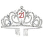 21st Birthday Sash and Crown Set for Her, Finally 21 Hot Pink Reflective Sash, Rhinestone Tiara, and 21st Birthday Decorations