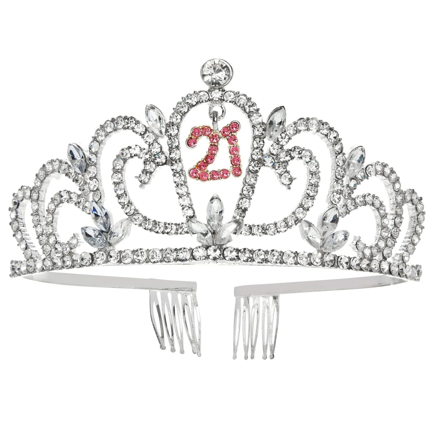 21st Birthday Sash and Crown Set for Her, Finally 21 Hot Pink Reflective Sash, Rhinestone Tiara, and 21st Birthday Decorations