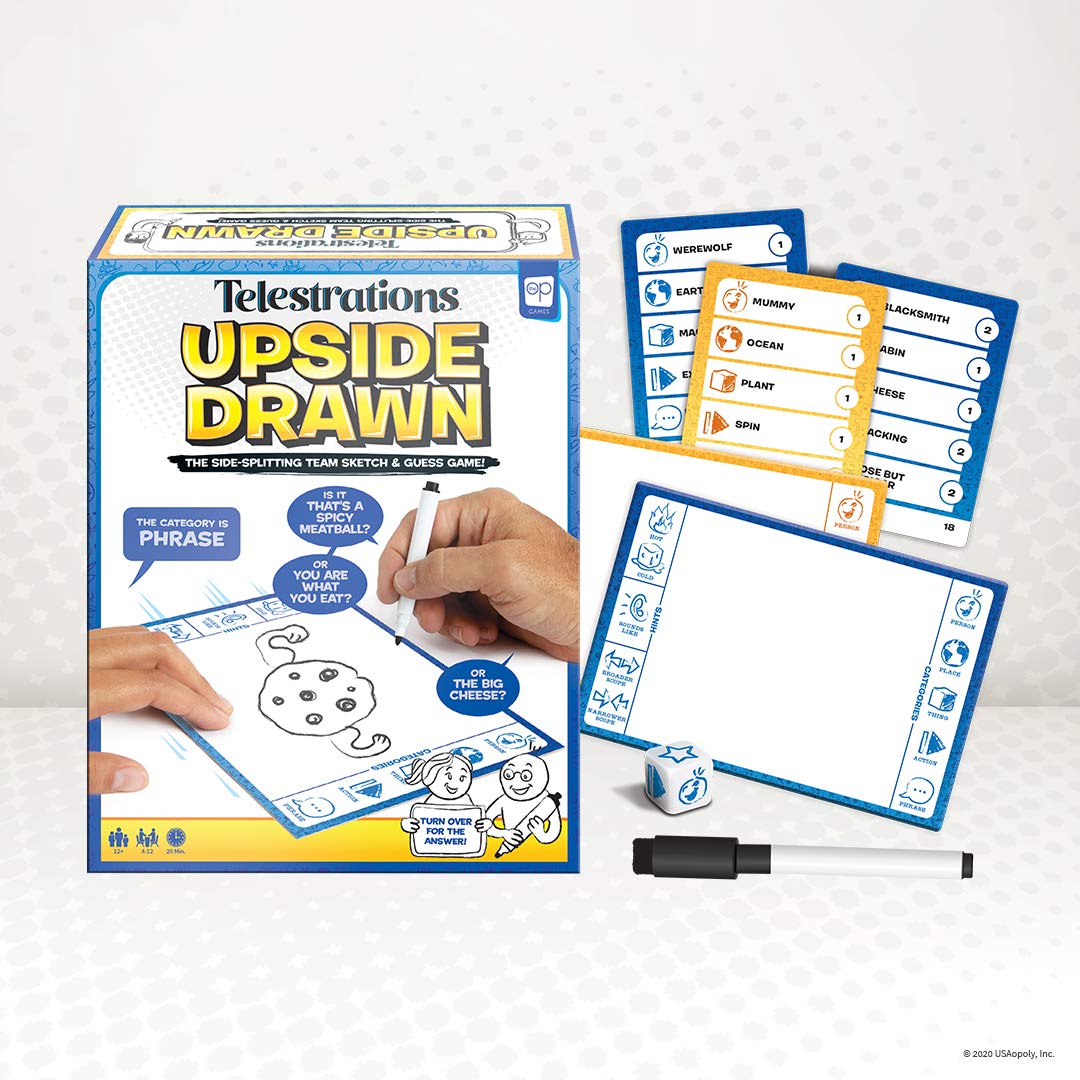 USAOPOLY Telestrations Upside Drawn Board Game | Family Team Game | Multicolor, Model PG000-726, Draw & Guess Upside Down