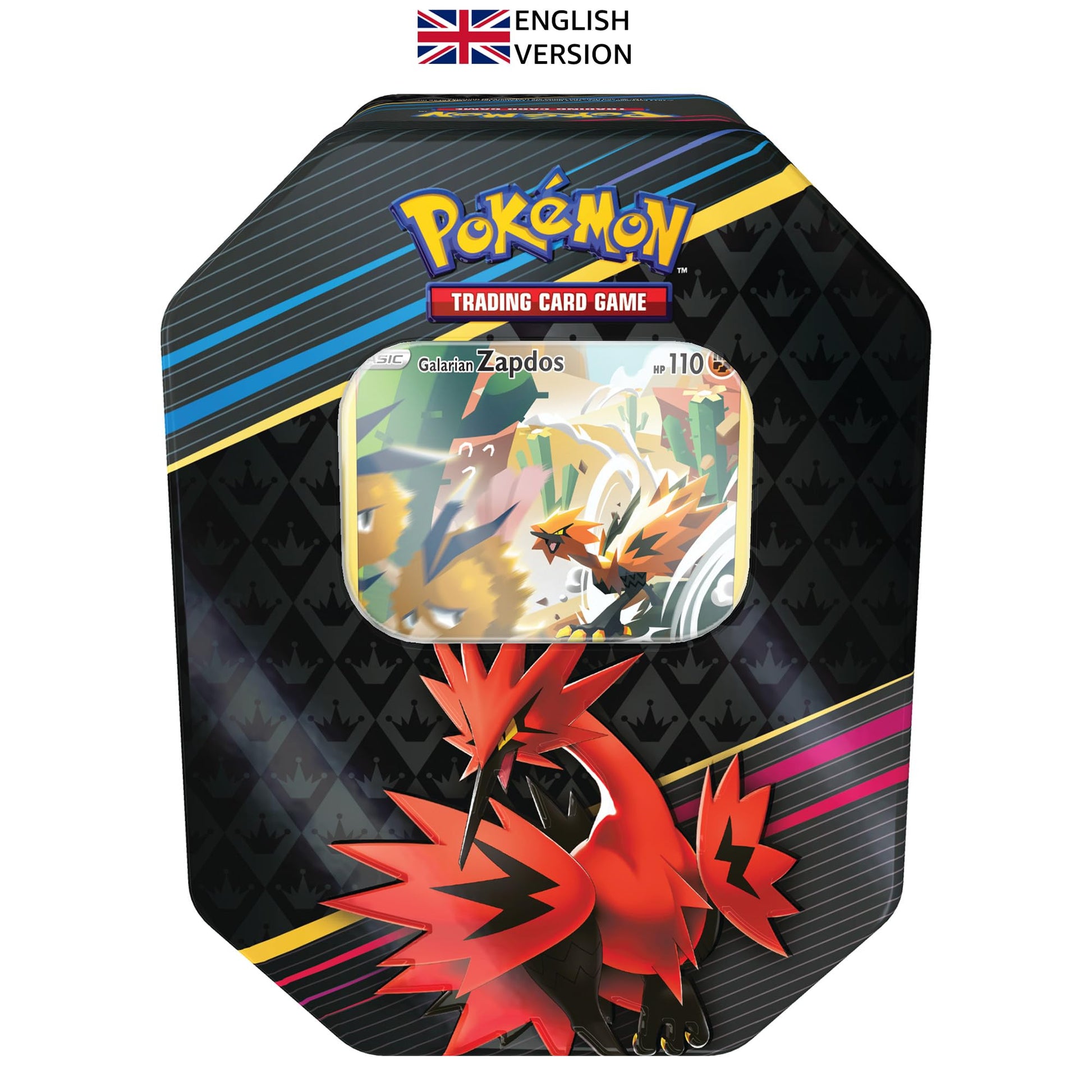 Pokémon Tcg: Crown Zenith Tin – Galarian Zapdos (1 Foil Card & 5 Booster Packs)