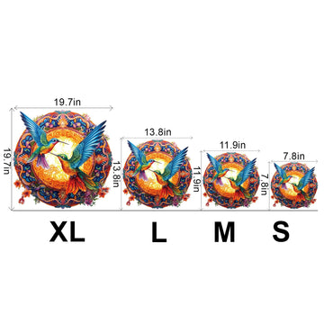 Woodemon Wooden Jigsaw Puzzles, Mandala Hummingbirds (300Pcs-L-13.8 * 13.8In) Wooden Puzzles For Adults Kids, Unique Shape Animal Wood Puzzles Adults Christmas Puzzles Xmas Birthday Gifts