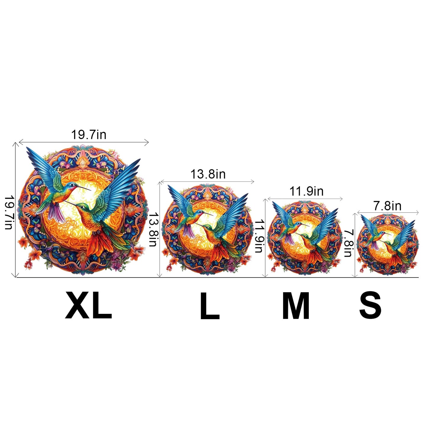 Woodemon Wooden Jigsaw Puzzles, Mandala Hummingbirds (670Pcs-Xl-19.7*19.7In) Wooden Puzzles For Adults Kids, Unique Shape Animal Wood Puzzles Jigsaw Christmas Puzzles Xmas Gifts Birthday Family Game