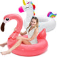 SLOOSH 2-Pack Unicorn Flamingo Pool Floats - Inflatable Pool Floaties Swimming Party Decorations, Fun Float Swim Rings Floating 