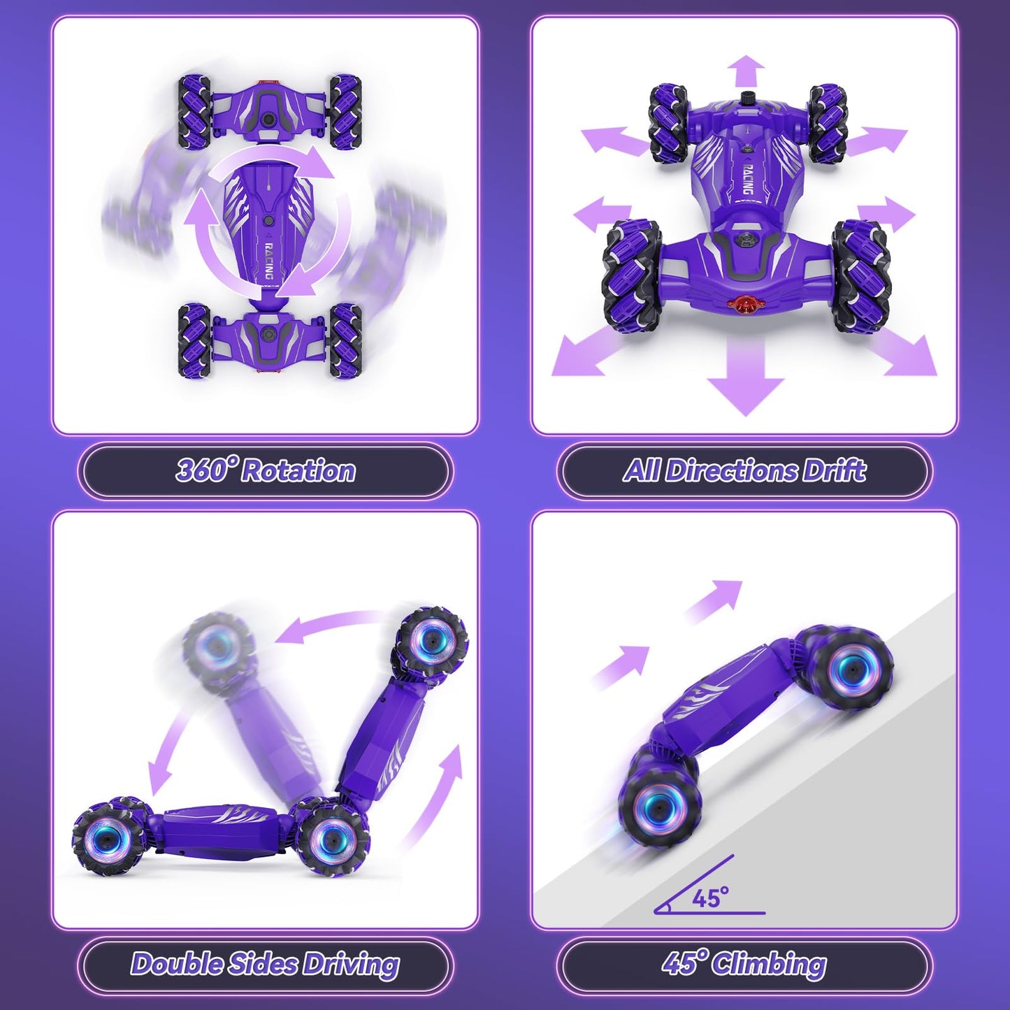Dysaim Gesture Sensing RC Stunt Car, Toys for Boys Girls Age 6-12, 4WD Remote Control Car 360 Rotate Transform Drift RC Cars wit
