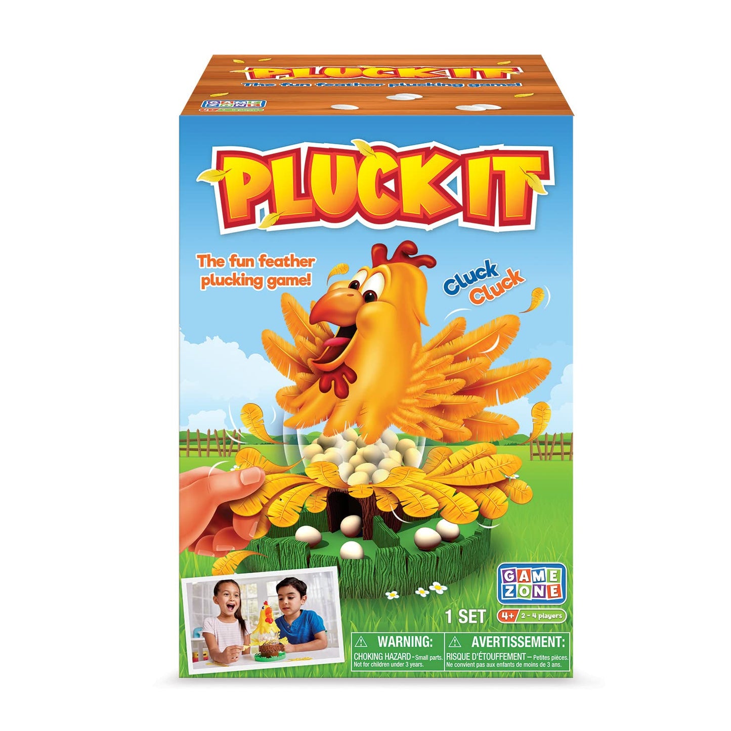 Game Zone Interactive Chicken Game for 2-4 Players, Ages 4+, 7" x 6.3" x 10", Multi, Plastic, Model P25143
