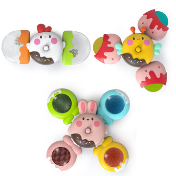 Likee Strong Suction Cup Fidget Spinnerz Sensory Bath Toys For Baby 12 18 Months Airplane Car Travel Table & Window Toys For 1 2