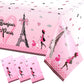 Paris Party Decorations Bonjour Paris Tablecloth Eiffel Tower Plastic Table Covers for Girls Birthday Party Decorations and Supp