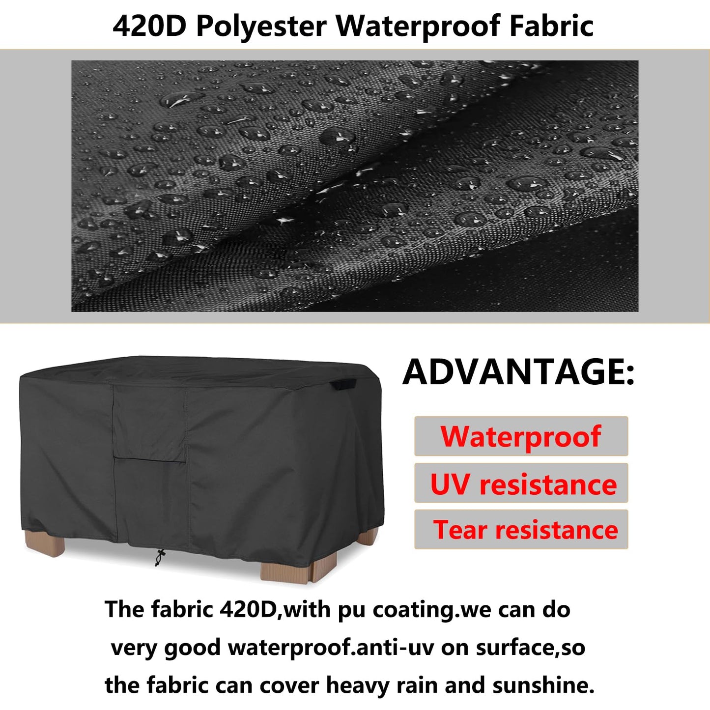 Square Sand Box Cover - Waterproof Dust Proof, Black - Fits 49L x 47W x 8.5H Box