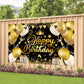 Black Gold Happy Birthday Backdrop Decorations Black Gold Happy Birthday Banner Black Gold Birthday Photo Background For Home In