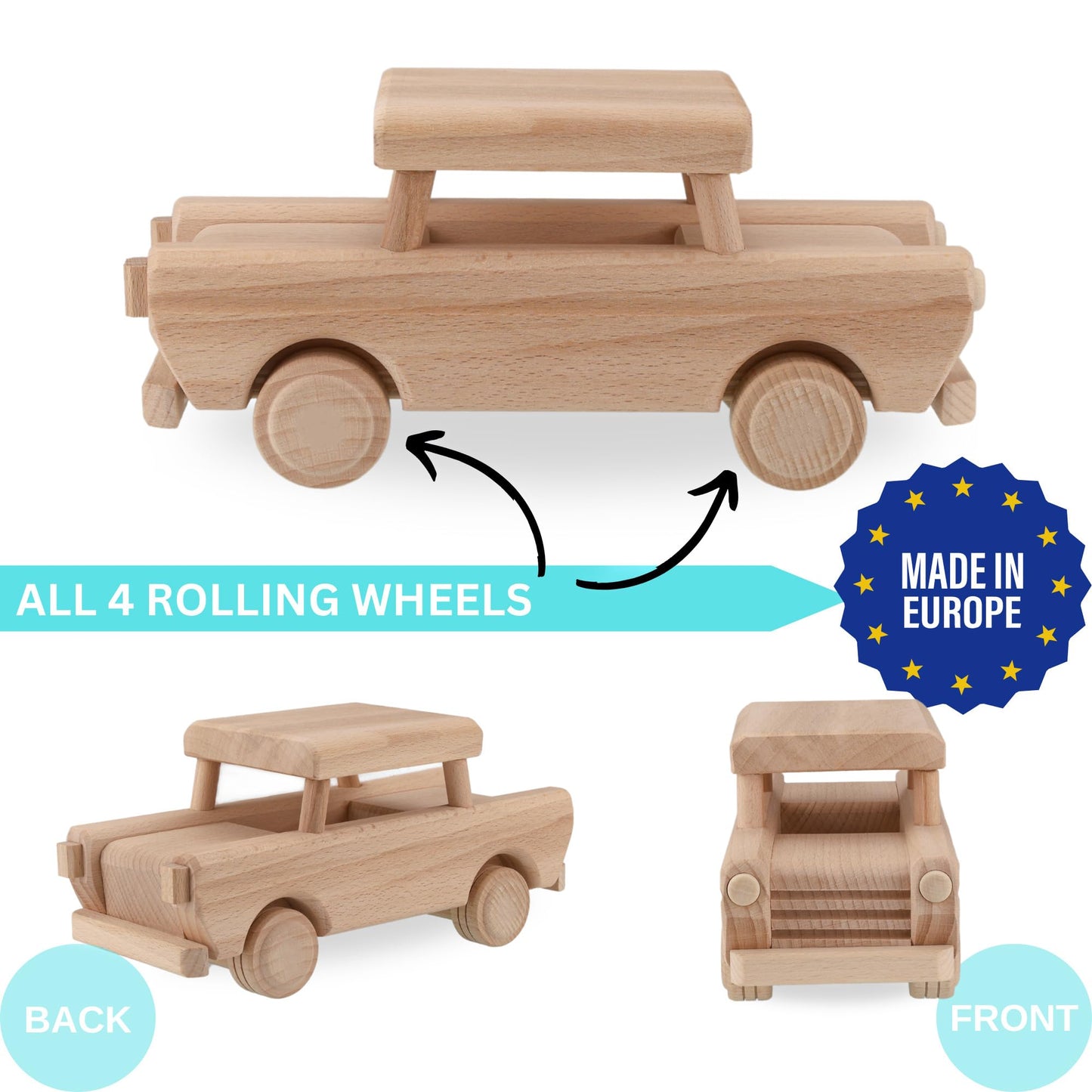 Vesplo - Wooden Car Trabant - Diy Wooden Cars - Toy Car For Kids & Adults - Handmade Wooden Toys - Preschool Learning Activities