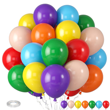 Multicolor Rainbow Balloons, Multicolor Balloons Light Blue Yellow Dark Green Purple Orange Red Balloon Colorful Latex Balloons