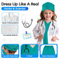 COTATERO Doctor Scrubs Costume for Kids With Stethoscope Lab Coat Career Day Costume Doctor Dress Up For Boys Girls 3-12