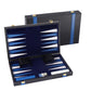 GSE Games & Sports Expert enhanced Leather Backgn Board Game Set  Classic Backgn Game Set with Leather Case  Travel Folding Board Game (Black&Blue  Small)