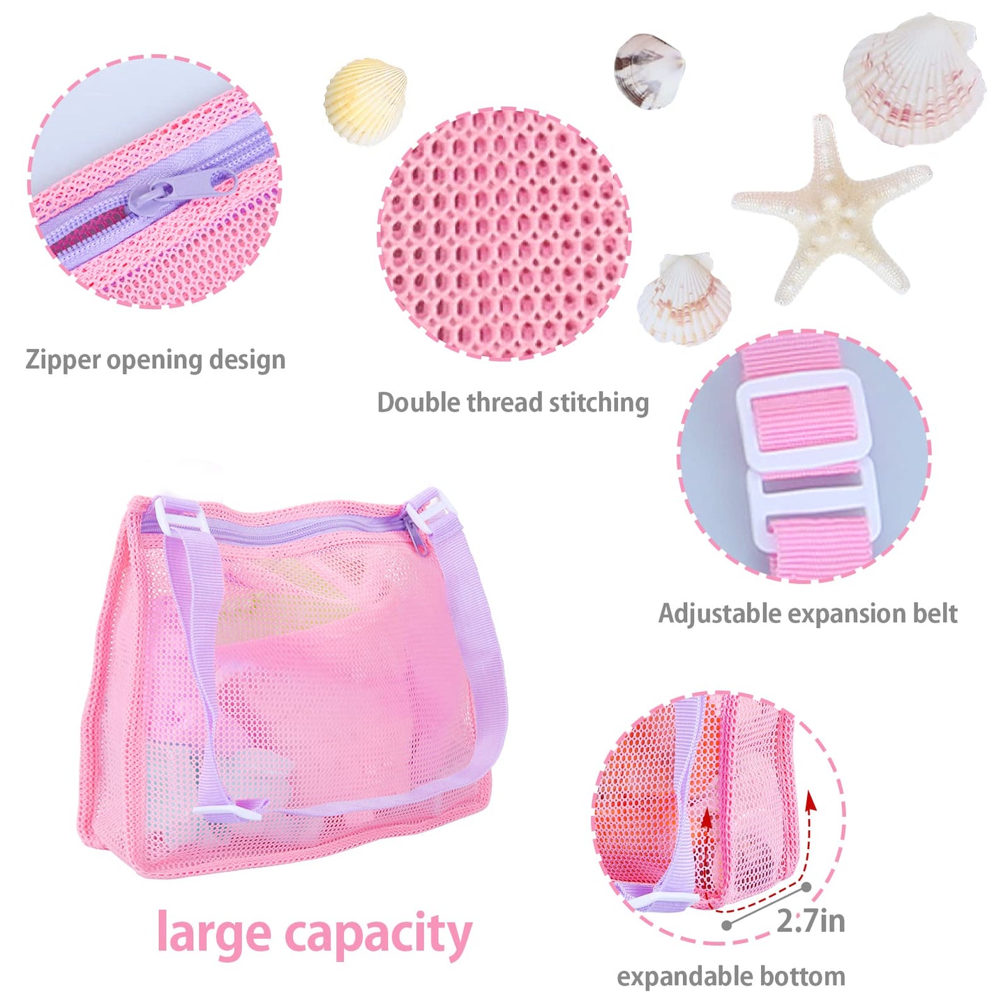 Tagitary Beach Sand Toys Set for Kids 3-10 with Bucket Watering Can Shovel Rake Sand Molds Beach Shell Bag