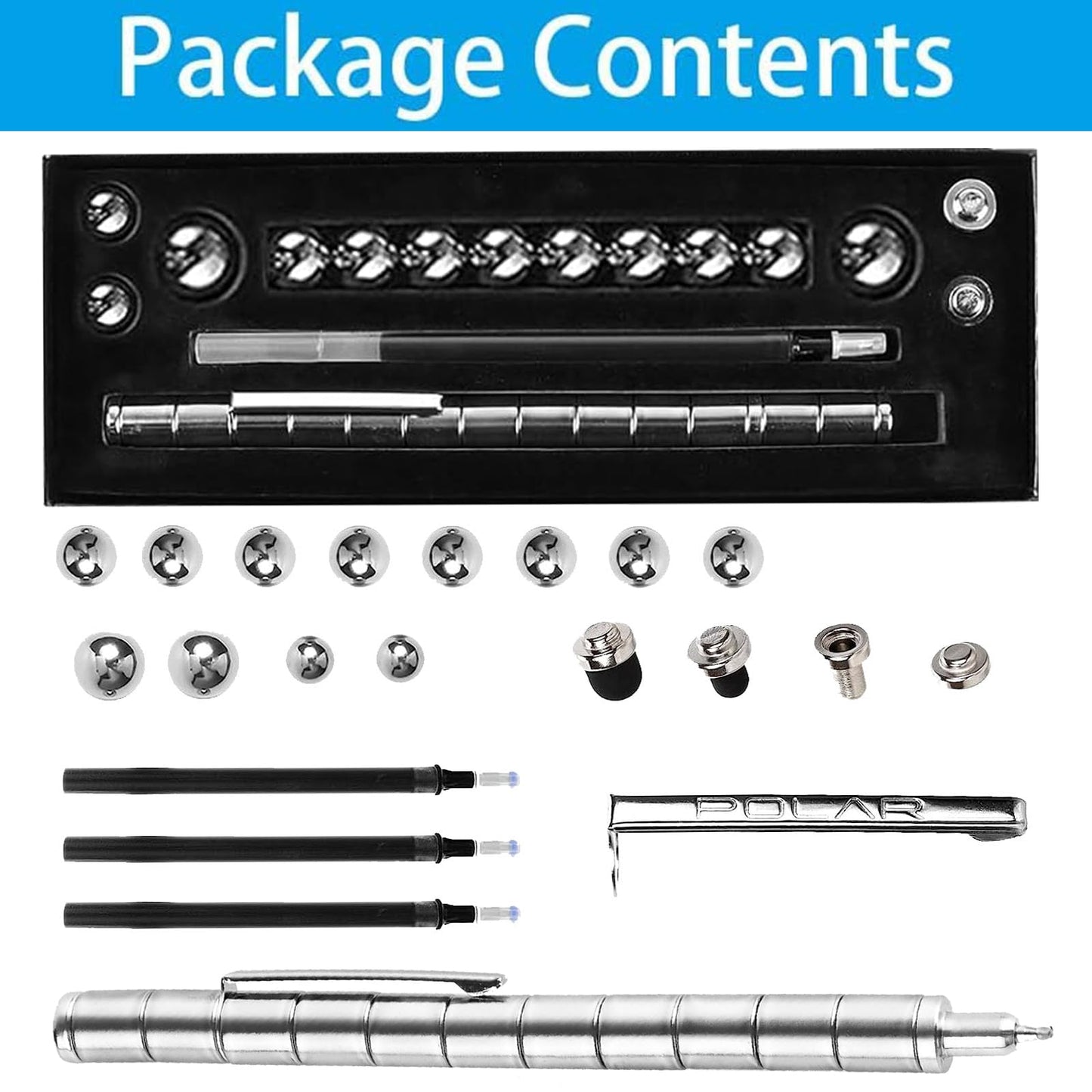 Wqwquu Fidget Pen,Magnetic Pen, Decompression Magnetic Fidget Toy Pen, Magnet Pen Fidget Toy Relieve Pressure Novel Toy Gifts For Kids Or Friends! (Silvery)