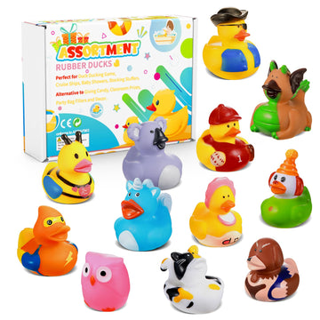 Scione 12Pack Rubber Ducks Bath Toy In Bulk, Baby Bath Toy Assortment Rubber Ducks For Floater Duck For Kids,Bathtub Toys Party Favors Birthday Gifts