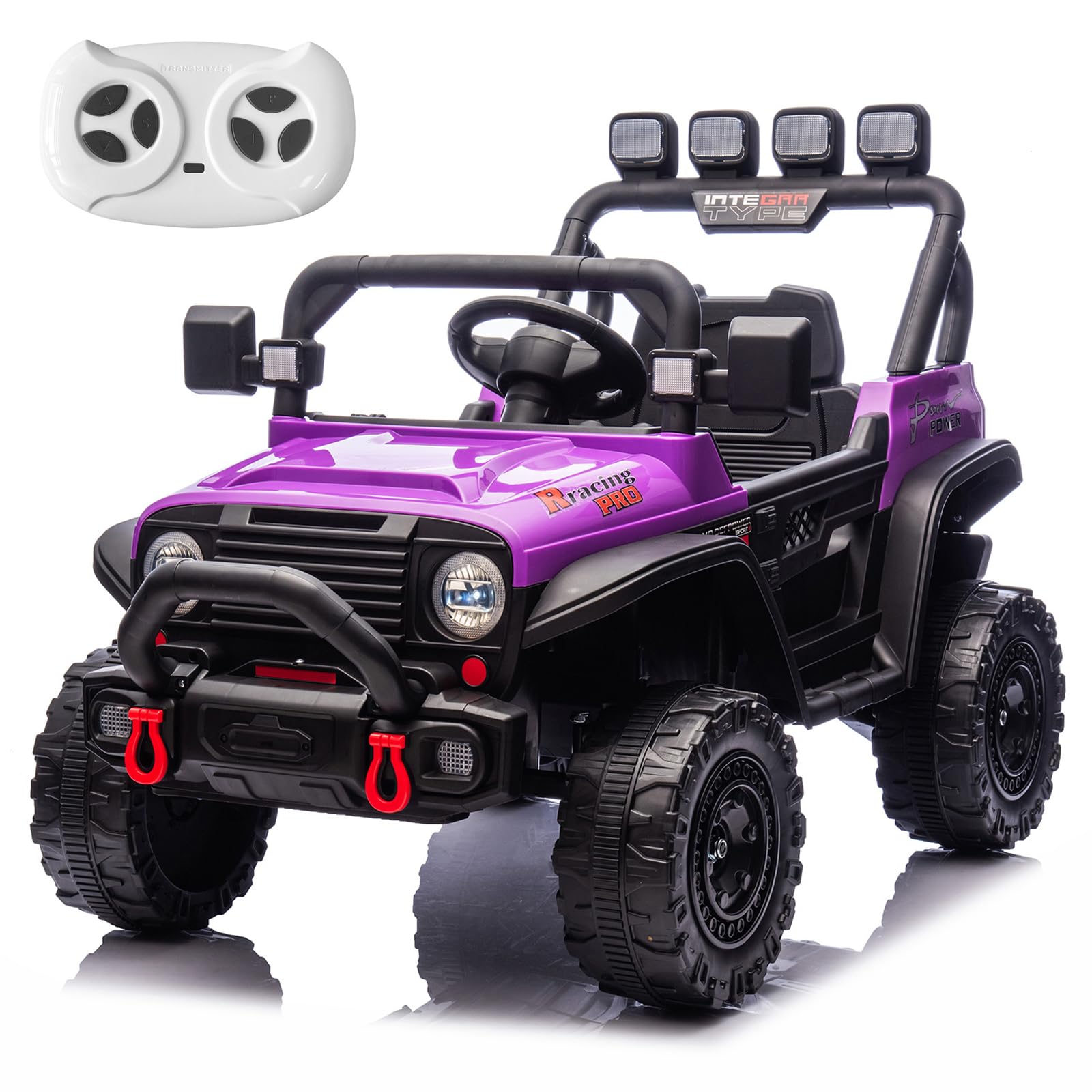 RunFast 24v Kids Ride on Car with Parent Remote Control Electric Ride on Toys for Kids 3-5 3.7mph Max Speed Battery Powered Large Seat with Safety Belt Aux Port Gift for Boy&Girl (Purple  24V)