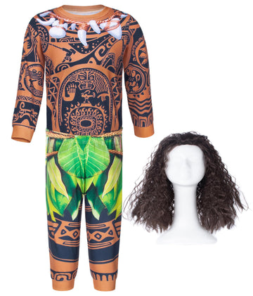 Mavoka Boys Costume Polynesia for Kids Halloween Party Cosplay 10-11 Years Brown