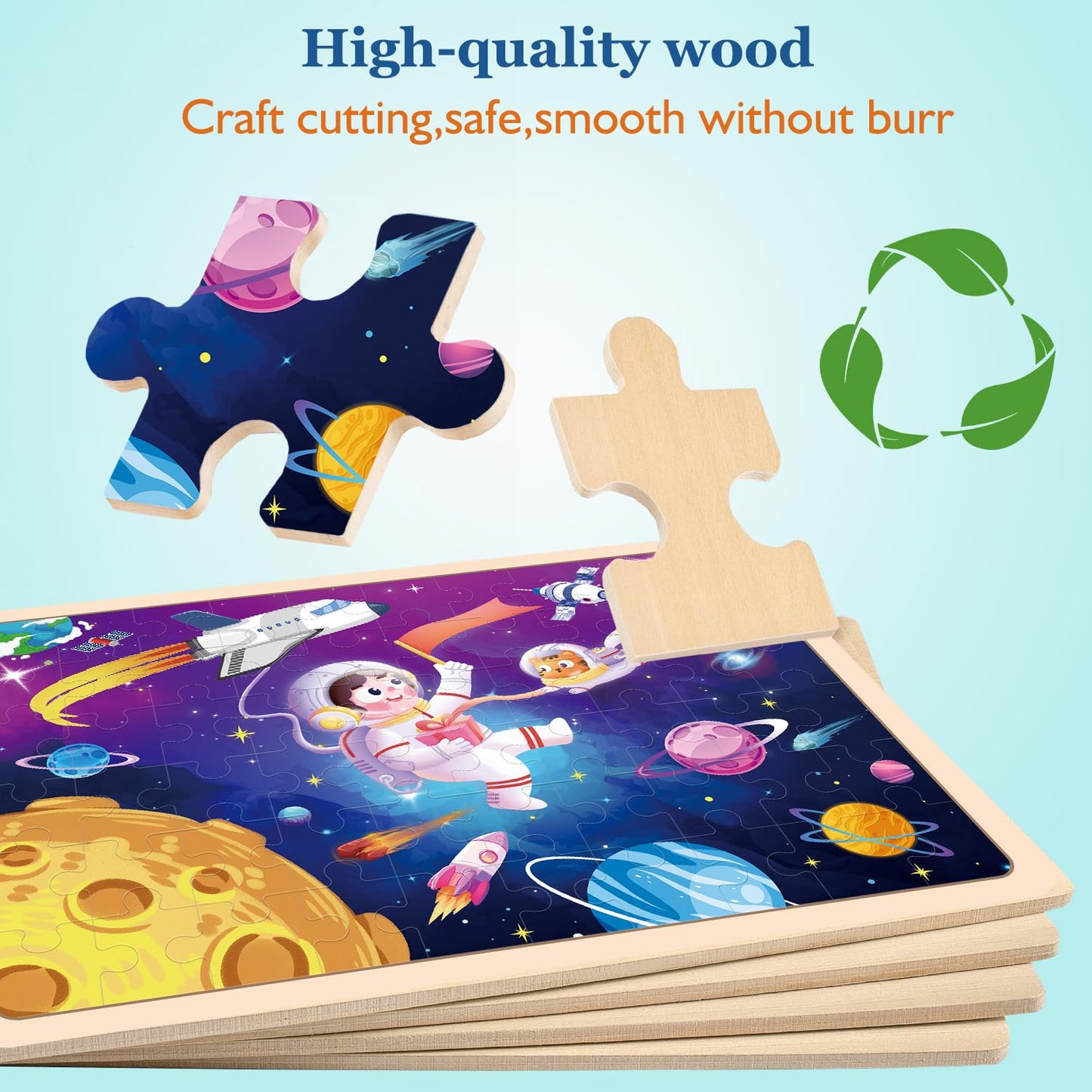 Ransunn Puzzles For Kids Ages 4-6, 4 Packs 60 Piece Puzzles For Kids,Wooden Jigsaw Puzzles For Kids Ages 6-8 Children Learning E
