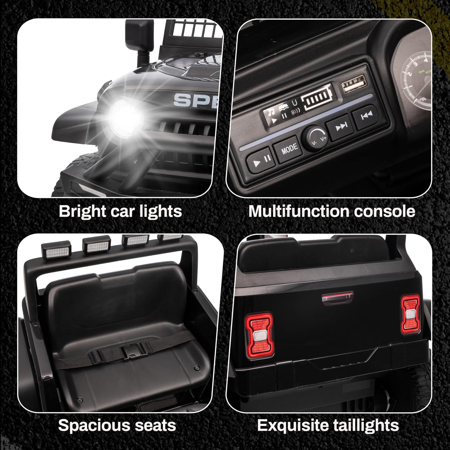 12V Ride On Truck Car, Kids Electric Vehicles Car W/Parent Remote Control, 3 Speeds 5MPH Max Speed, Spring Suspension, LED Light