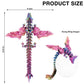 Sumland 3D Printed Dragon With Wings Flying Dragon,Rainbow Crystal Wing Dragon Fidget Toys, Articulated 3D Printed Dragon,Red Ye