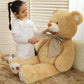 Morismos 4 Feet Giant Teddy Bear Stuffed Animal, 47' Large Tan Teddy Bear Plush With Footprints And Big Bow, Valentines Christmas For Girlfriend, Wife, Girls, Baby Shower Decor