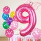 Kwuz 40 Inch Pink Number 9 Balloon, Aluminum Decor for Girls' 9th Birthday, Princess Cowgirl Theme, Model HK40PIBNFO-9