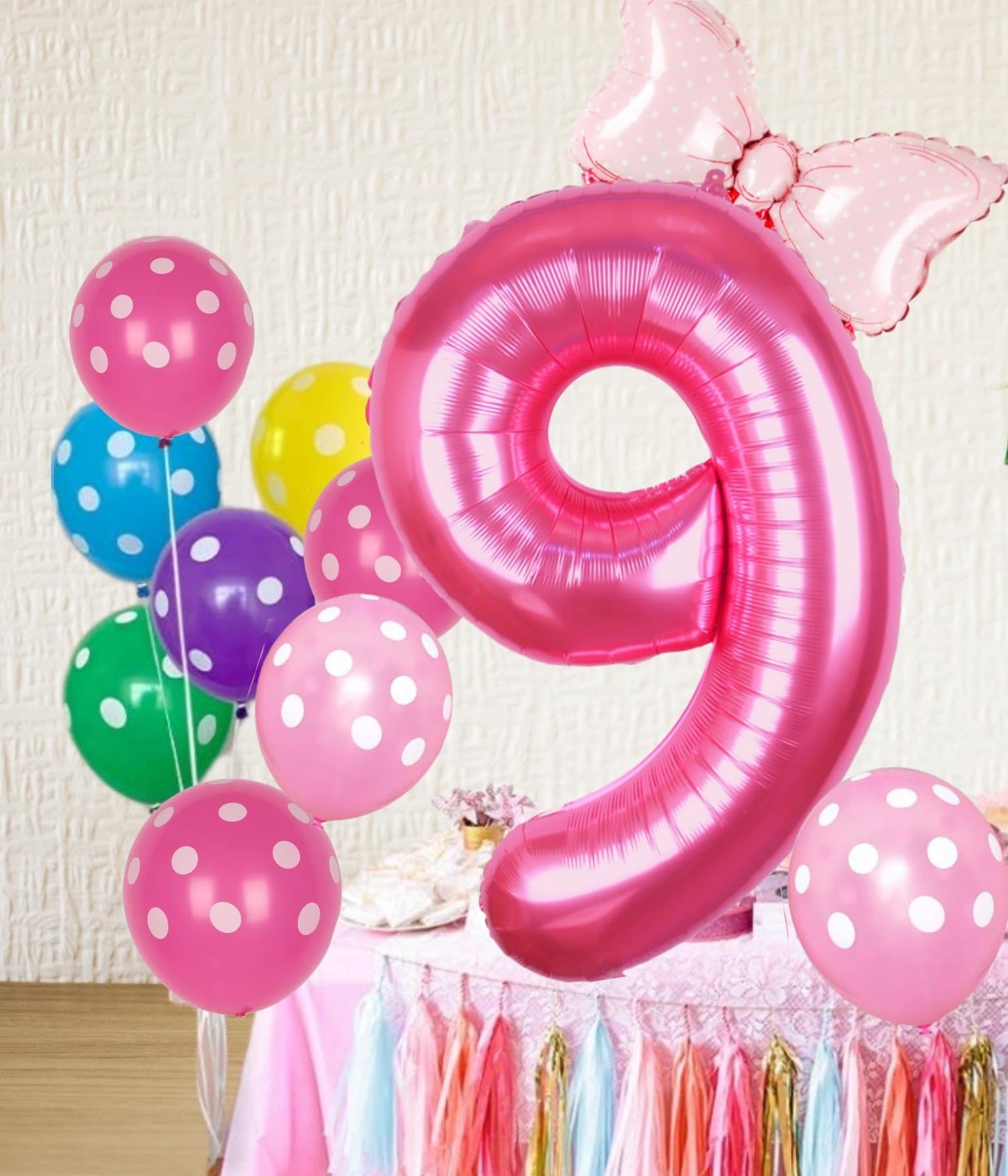 Kwuz 40 Inch Pink Number 9 Balloon, Aluminum Decor for Girls' 9th Birthday, Princess Cowgirl Theme, Model HK40PIBNFO-9