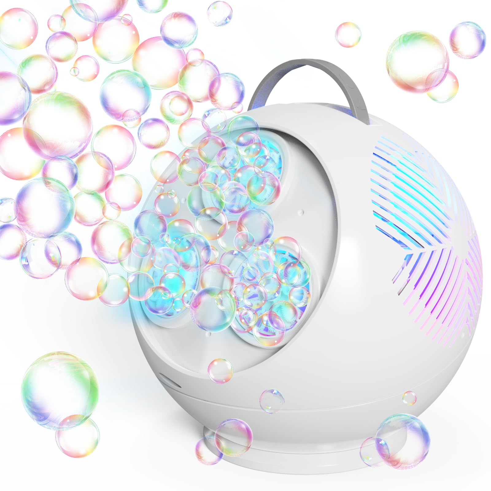 Bubble Machine Automatic Spherical Bubble Blower For Kids Rechargeable Portable Led Rgb Lights Bubble Maker Auto Rotating 45/360