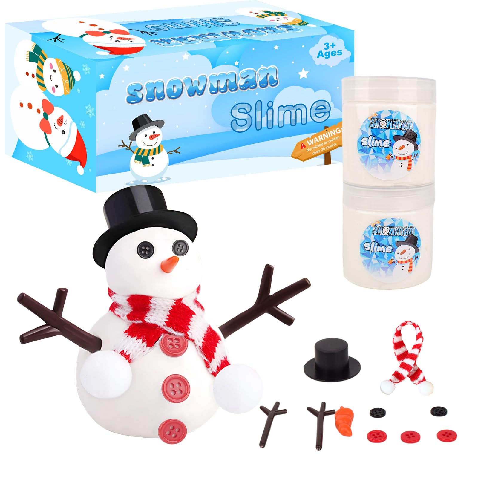 Do You Want To Build A Snowman,2 Pack Large-Capacity Slime Kit With Snowman Accessories,Build, Melt & Rebuild Fun,Desk Toy For K