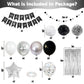 Black And Silver Birthday Party Decorations, Black White Silver Balloons Birthday Decoration Black Happy Bithday Banner Star Foi