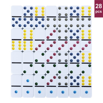 Gothink Dominoes Set For Adults With 4 Wooden Trays/Racks, Double 6 Dominoes Set Travel Set With 4 Tiles Holders, 28 Tile Colored Dot Dominos In Tin Box Classic Family Board Games For 2-4 Players
