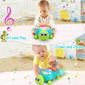 Musical Turtle Baby Toys 6 To 12 Months, Infant Light Up Music Toys Tummy Time Development, Crawling Toy For 7 8 9 10+ Month Old, Easter Christmas For Babies 4 5 6 12 Month Boy Girl