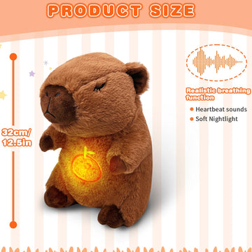 Nxnynz Capybara Breathing Stuffed Animal, Anxiety Relief Capybara Sleeping Plush With Realistic Breathing Motion And Soothing Mu