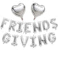 Jobkoo Friendsgiving Balloons Friends Giving Party Decorations 16 Inches Tall Silver Heart Friendsgiving Foil Mylar Balloon Lett