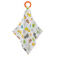 Nojo Sassy Baby Eli Elephant, Zebra And Giraffe Multi-Colored Print 100% Cotton Muslin Security Baby Blanket With Teether