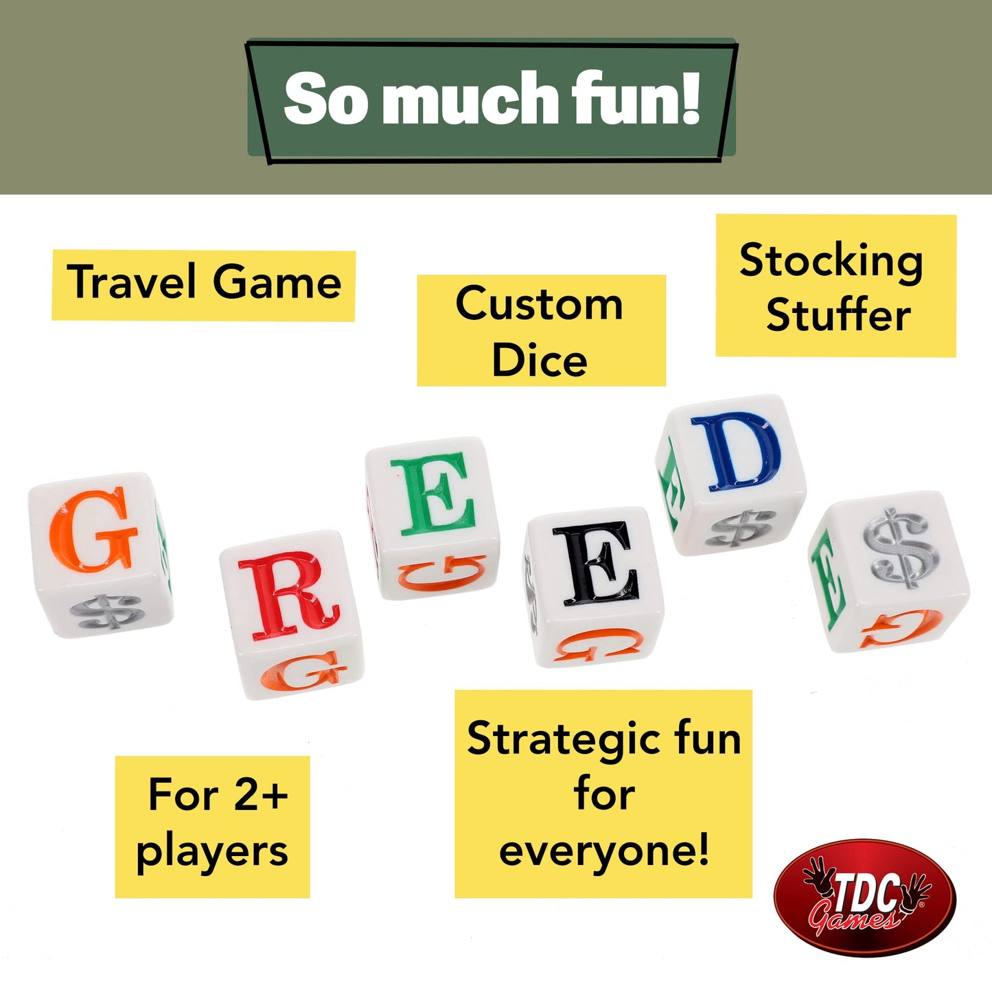 TDC Games Greed Dice Game - Travel Size - Green Plastic - Model 00-2300