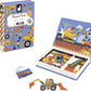 Janod - Magn  tiBook Construction Site Vehicles - Magnetic Educational Game 50 Magnets + 18 Models - Cardboard Childrens Toy -