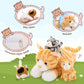 Muiteiur 4 Piece Cats Stuffed Animals, 15.7 Inch Mom Plush Cat With 3 Kittens Stuffed In Zipper Pouch, Cute Yellow Mom And Baby Stuffed Cats For Kids Girls Boys