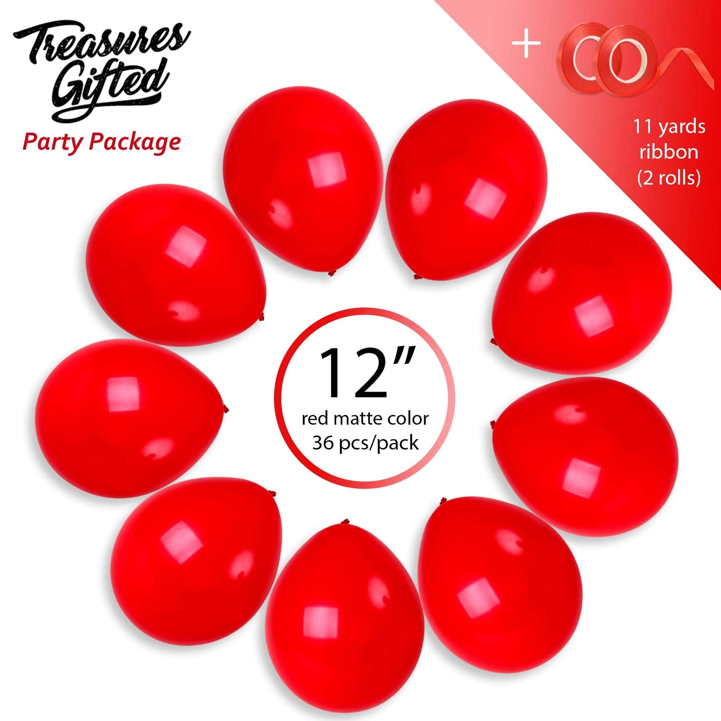 Treasures Gifted Matte Red Balloons - Dark Red Balloons - Ruby Red Balloons - Cherry Red Latex Balloons - Crimson Latex Balloons