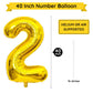 Paticool Gold Number 2 Balloon, 40 Inch Large Number Foil Mylar Balloons For 2Nd Girl Boy Birthday Party Celebration Decorations