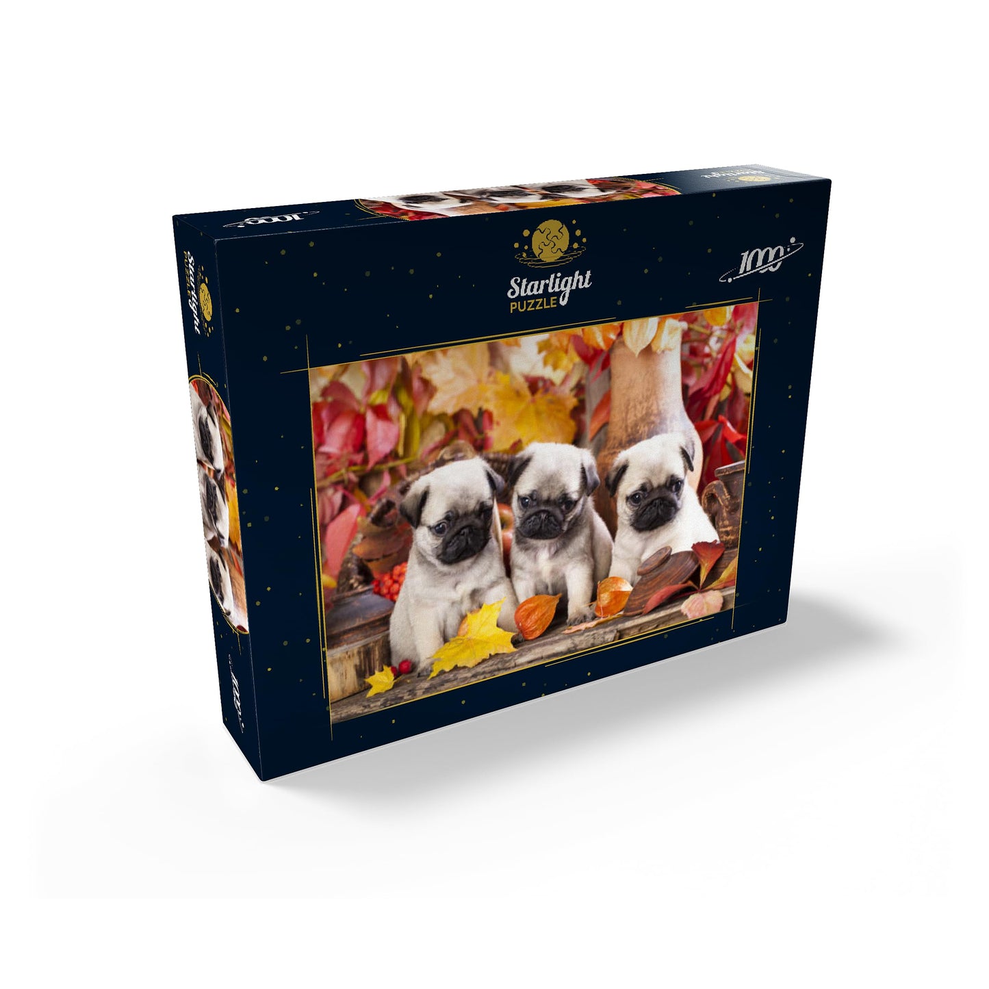 MyPuzzle Pug Puppies - enhanced 1000 Piece Jigsaw Puzzle - Made in USA
