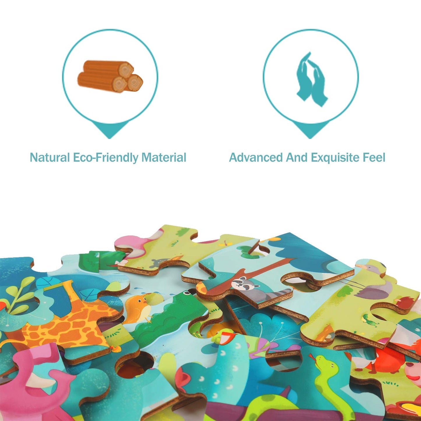 Top Bright 24 Piece Toddler Puzzles 3 Year Old - Wooden Jigsaw Puzzles For Kids Ages 4-8 - Forest Animals
