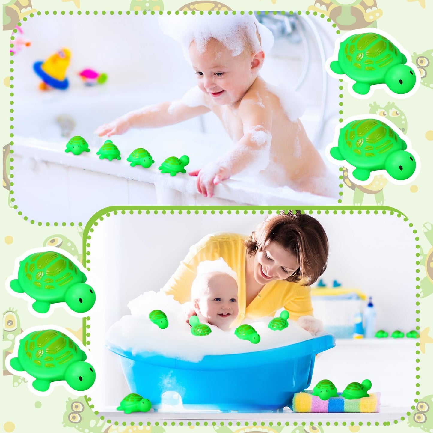 Roundfunny 60 Pcs Turtle Rubber Bath Toys Glow In The Dark For Beach Pool Shower Play Floating Mini Sea Animal Toys Squeezable S