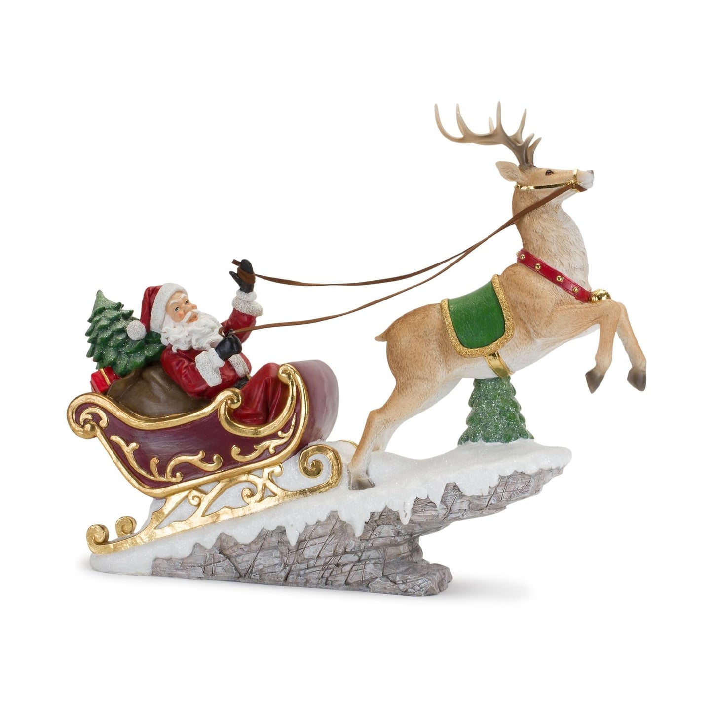 21.5 Santa in Sleigh with Reindeer Christmas Tabletop Decoration