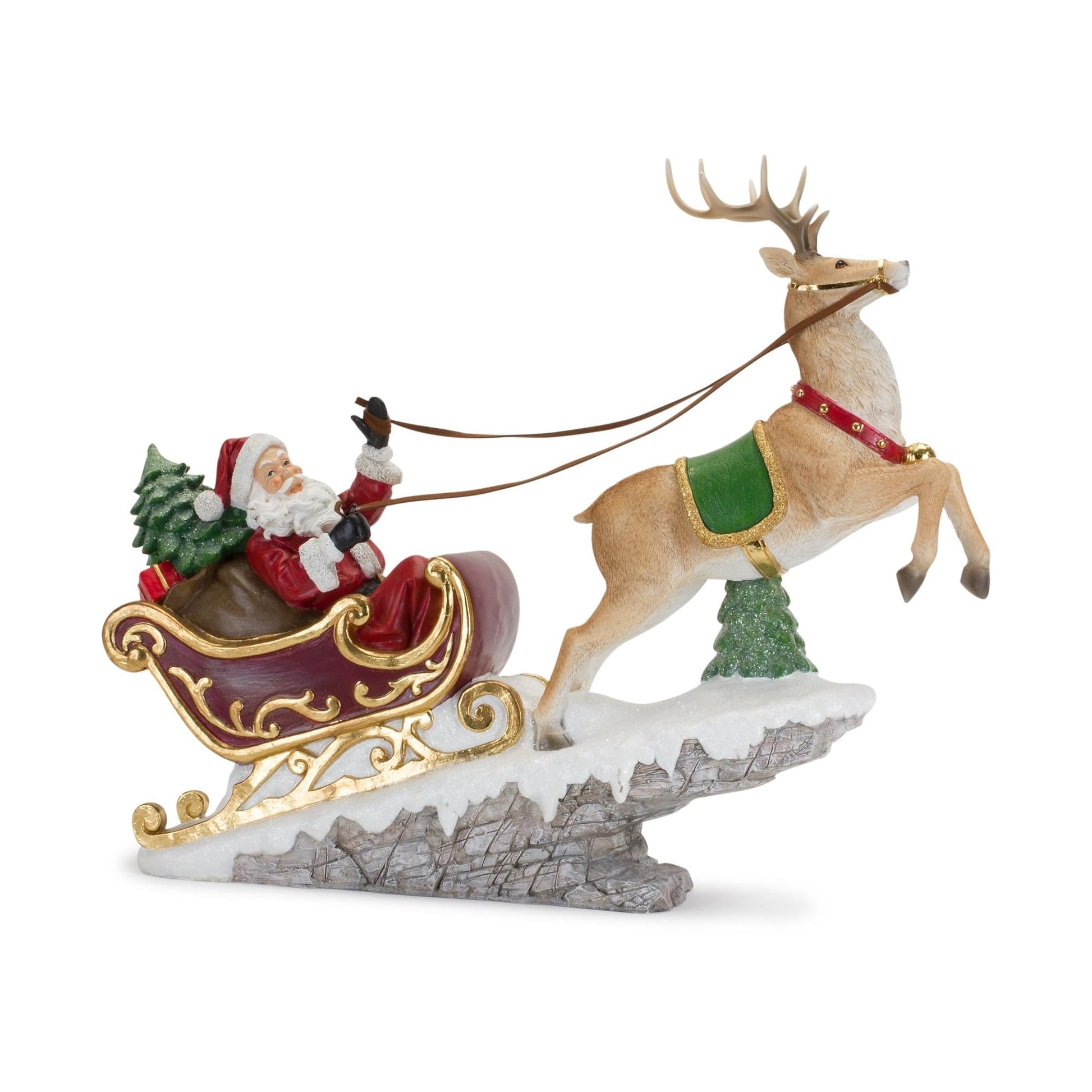 21.5 Santa in Sleigh with Reindeer Christmas Tabletop Decoration